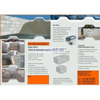 Beton Rasterstein Betonblocksteine 160 x 60 x 60 cm L-B-H /  1200 KG  RC Material / C 12/15  / nur als einzelstehende Trennwnde geeignet